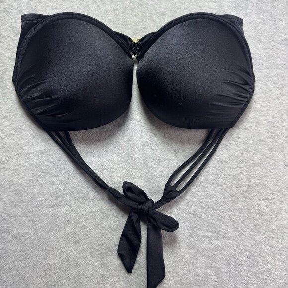 Victoria's Secret BOMBSHELL Swim Top 34DD Push Up Halter Padded Black & Gold - Picture 8 of 8